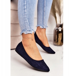 PS1 Delicata Ballerina In Pelle Scamosciata Blu Navy Spitz Dermeno 1