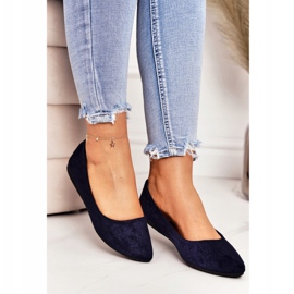 PS1 Delicata Ballerina In Pelle Scamosciata Blu Navy Spitz Dermeno 2
