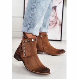 Stivali da donna in pelle scamosciata con fibbia Exquisite 1198 Cognac marrone 1