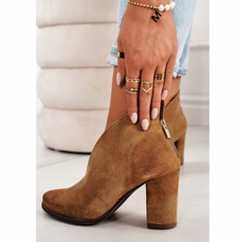 Exquisite Stivaletti in pelle scamosciata su un tacco con un taglio squisito 1231 rosso beige marrone 2