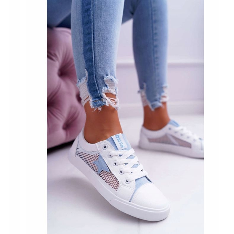 Sneakers Donna Con Rete Big Star DD274689 Bianco-Blu 1