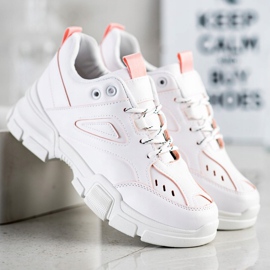 SHELOVET Scarpe da ginnastica bianche alla moda bianca rosa 1