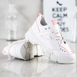 SHELOVET Scarpe da ginnastica bianche alla moda bianca rosa 2
