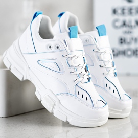 SHELOVET Scarpe da ginnastica bianche alla moda bianco blu 1