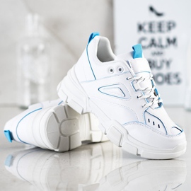 SHELOVET Scarpe da ginnastica bianche alla moda bianco blu 2