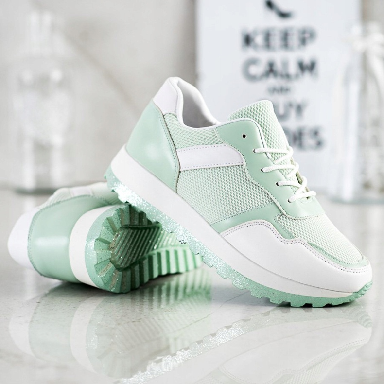 Bestelle Sneakers Con Platform Glitter bianca verde 1