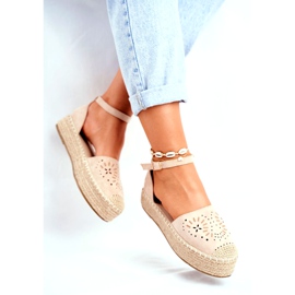 SEA Espadrillas da donna su piattaforma di lino beige Palermo 1