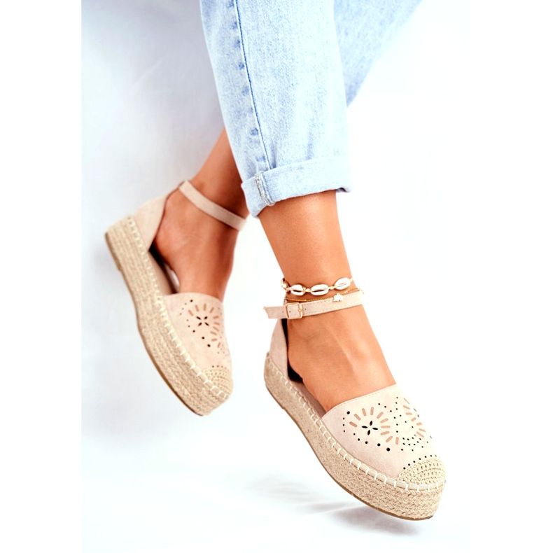 SEA Espadrillas da donna su piattaforma di lino beige Palermo 1
