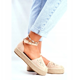 SEA Espadrillas da donna su piattaforma di lino beige Palermo 3