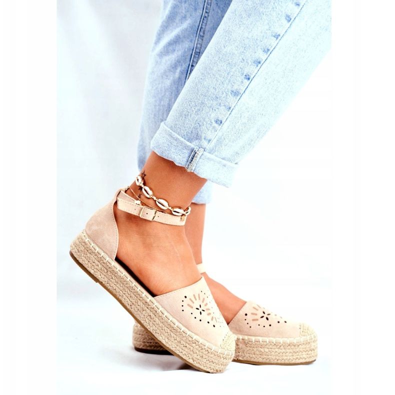 SEA Espadrillas da donna su piattaforma di lino beige Palermo 3