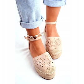SEA Espadrillas da donna su piattaforma di lino beige Palermo 4