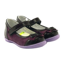 Ballerine in pelle bordeaux con fiocco RenBut rosso 4