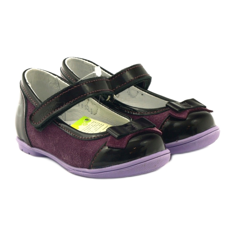 Ballerine in pelle bordeaux con fiocco RenBut rosso 4