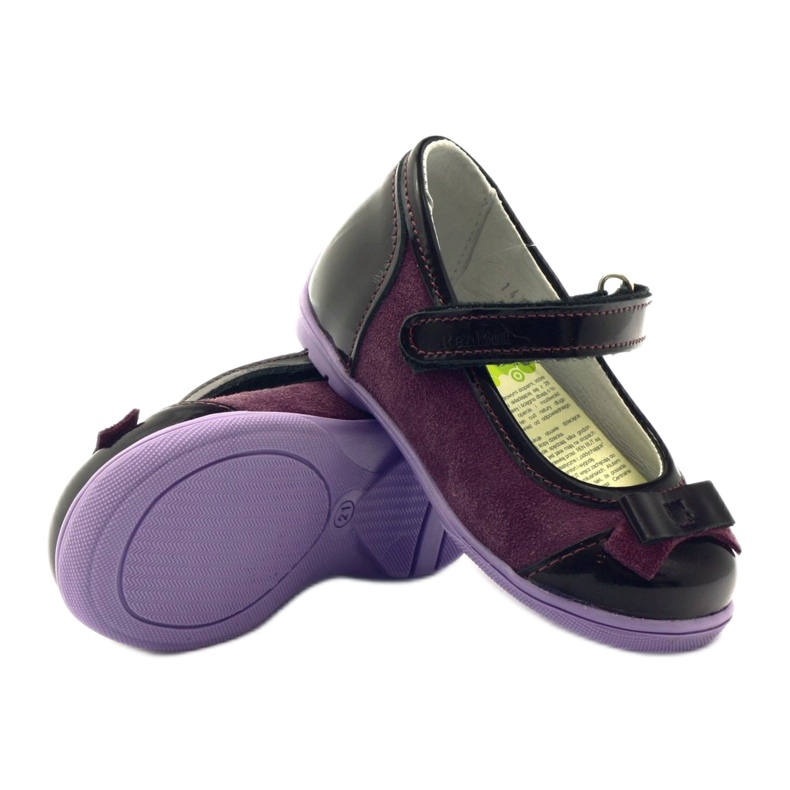 Ballerine in pelle bordeaux con fiocco RenBut rosso 3