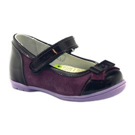 Ballerine in pelle bordeaux con fiocco RenBut rosso 1