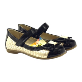 Ballerine nere e dorate con fiocco in pelle Ren But nero giallo 4