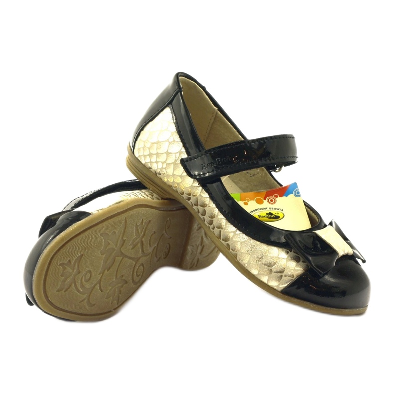 Ballerine nere e dorate con fiocco in pelle Ren But nero giallo 3