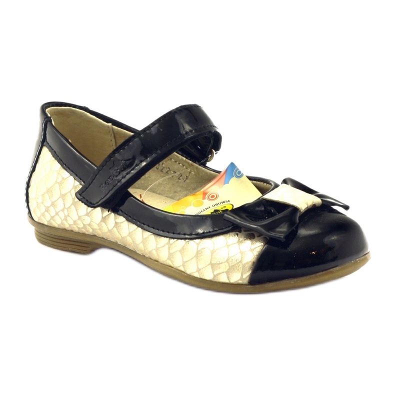Ballerine nere e dorate con fiocco in pelle Ren But nero giallo 1