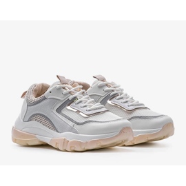 Sneakers sportive bianche e beige 9796 grigio d'oro 1