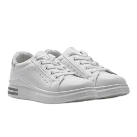 Sneakers sportive bianche e argento LDH003 bianco grigio 1