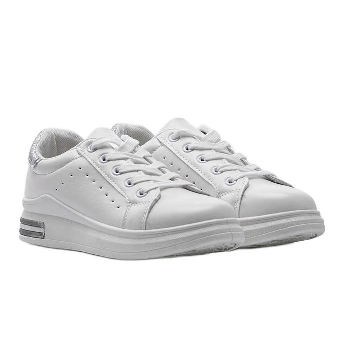 Sneakers sportive bianche e argento LDH003 bianco grigio 1