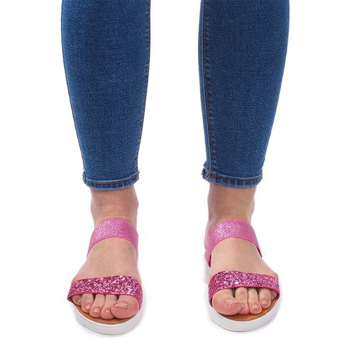 Sandali Con elastico V12817 Rosa argento 1