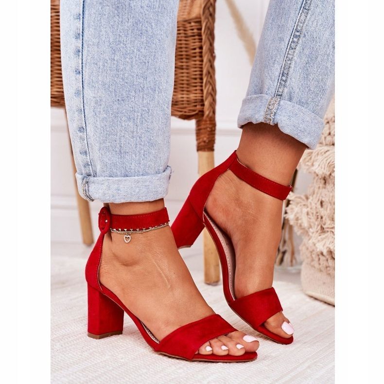 EVE Sandali Donna Con Tacco Camoscio Rosso Lexi 2