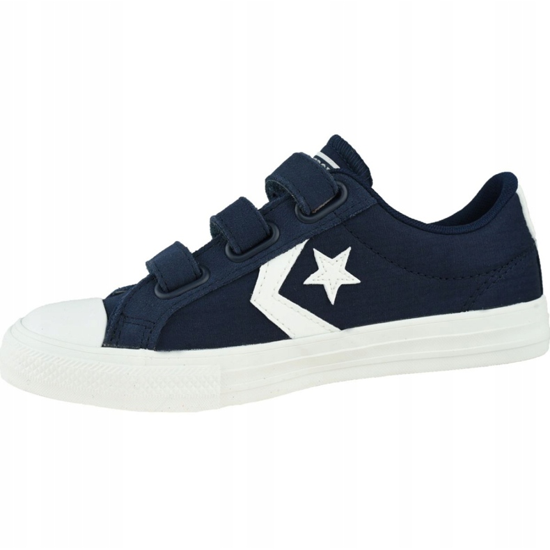 Converse Star Player Low Bambini 667547C scarpe bianca blu navy 1