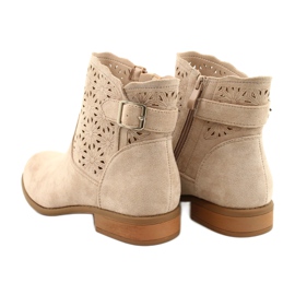 M.Daszyński Stivaletti donna scamosciati traforati SA142-18 beige 4