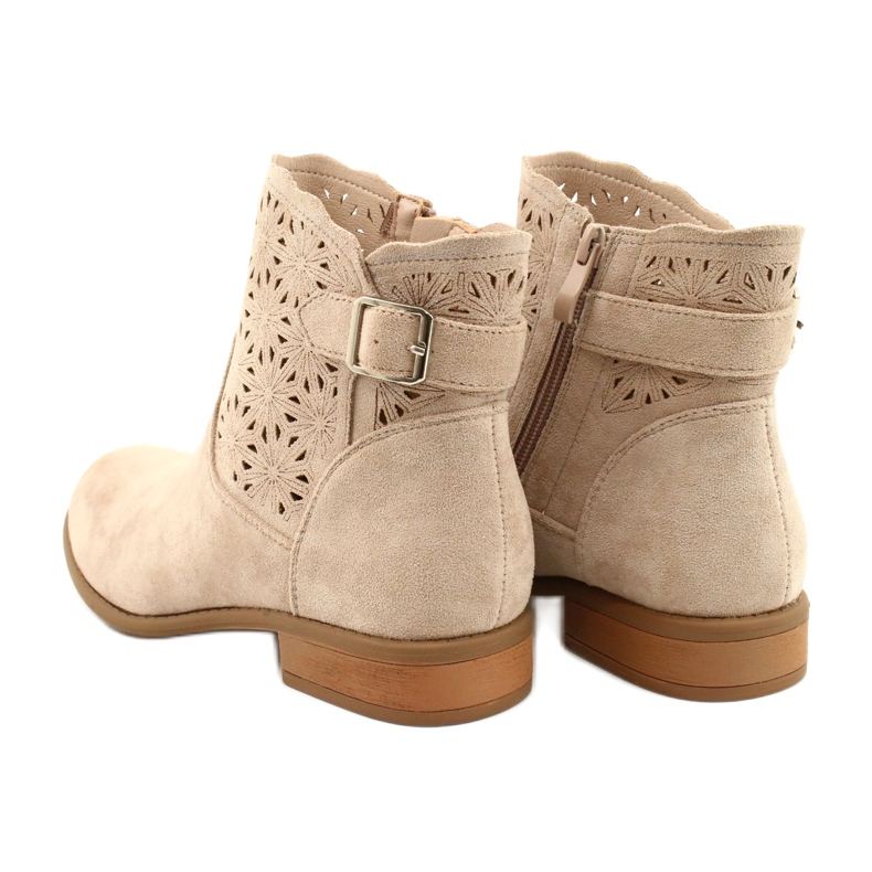 M.Daszyński Stivaletti donna scamosciati traforati SA142-18 beige 4