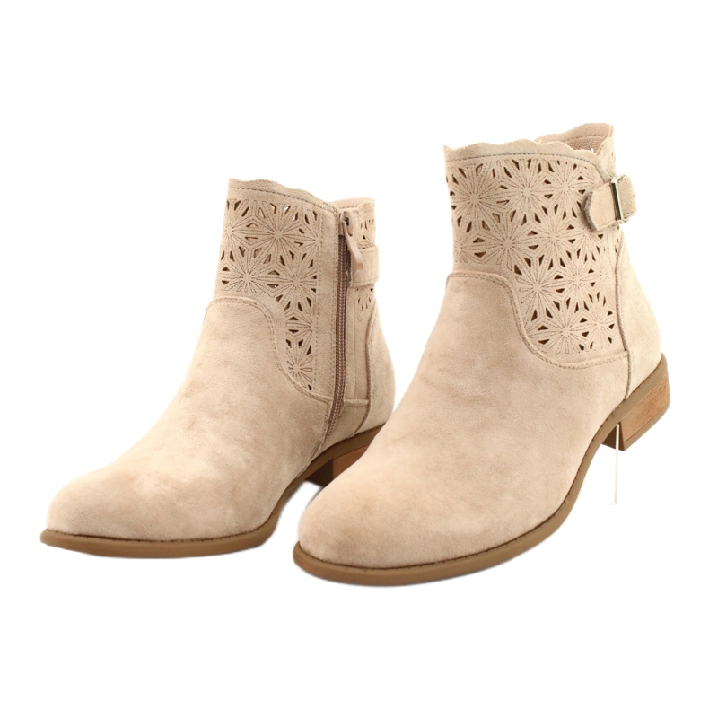 M.Daszyński Stivaletti donna scamosciati traforati SA142-18 beige 2