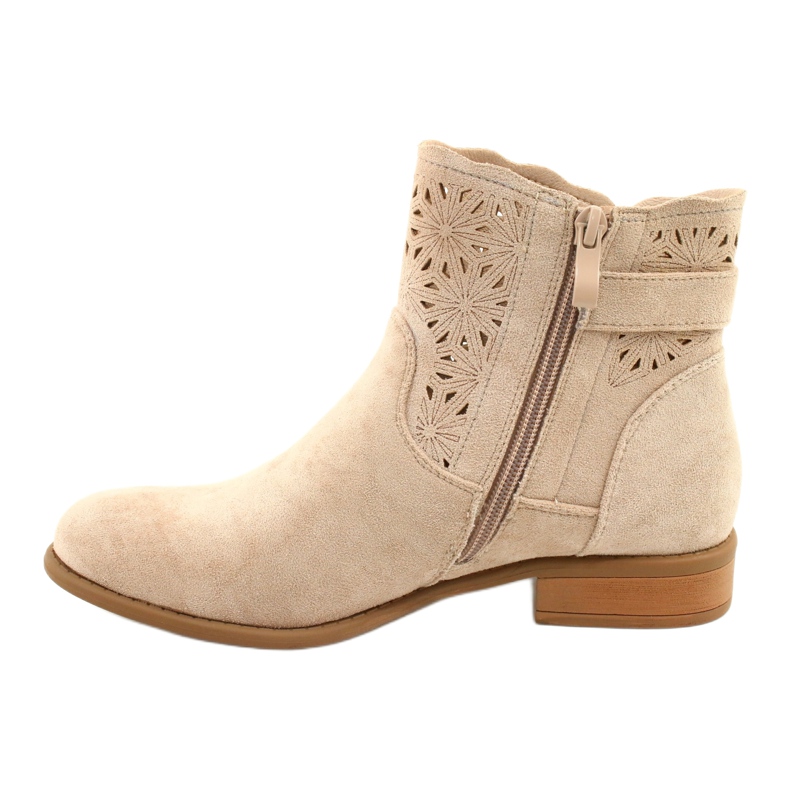 M.Daszyński Stivaletti donna scamosciati traforati SA142-18 beige 1