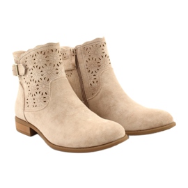 M.Daszyński Stivaletti donna scamosciati traforati SA142-18 beige 3
