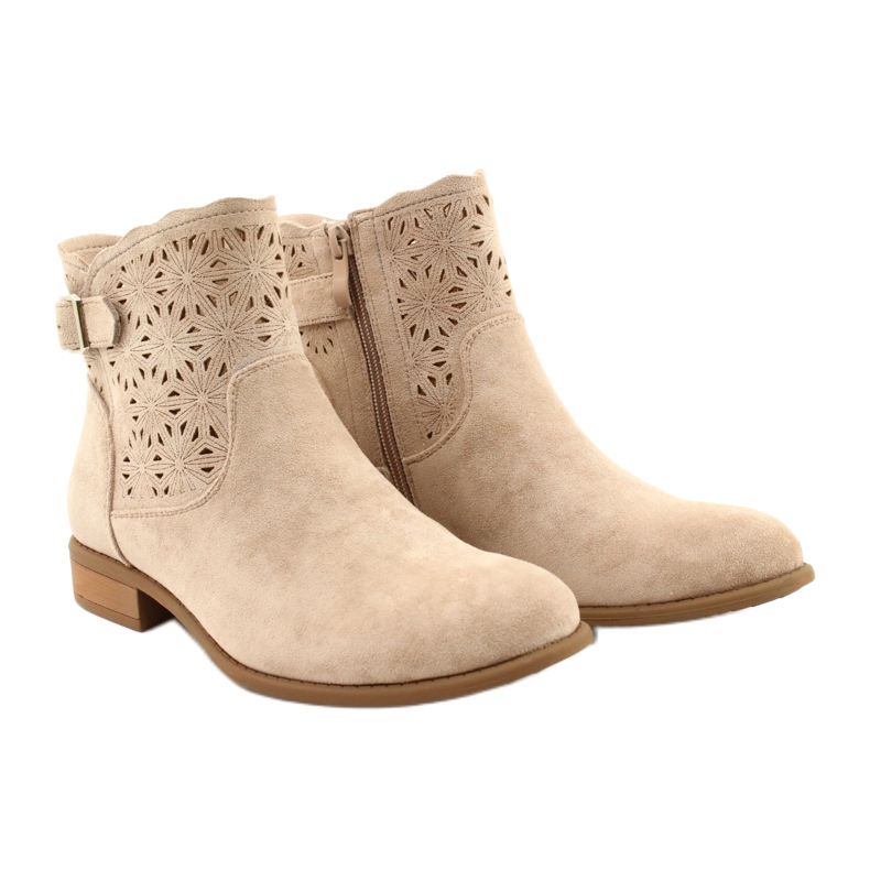 M.Daszyński Stivaletti donna scamosciati traforati SA142-18 beige 3