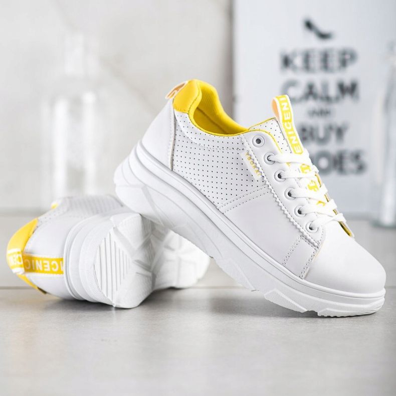 SHELOVET Sneakers Na Bielej Platform Nice bianca giallo 1