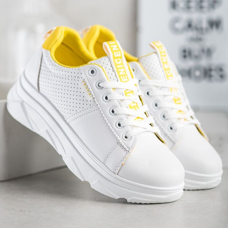 SHELOVET Sneakers Na Bielej Platform Nice bianco giallo 2