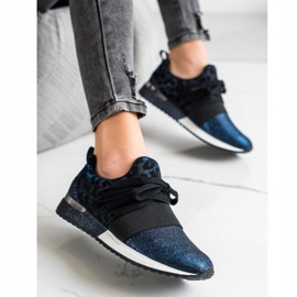 Kylie Sneakers senza lacci con stampa leopardata blu 1