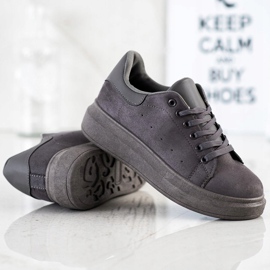 SHELOVET Sneakers in pelle scamosciata sulla piattaforma grigio 1