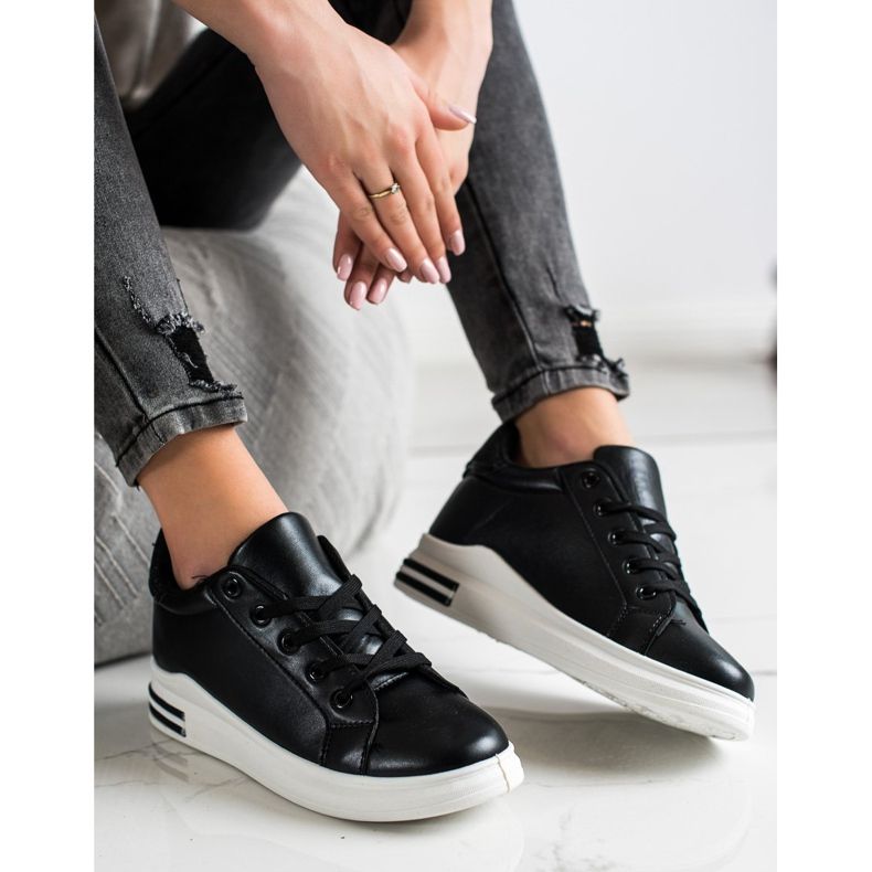 Diamantique Sneakers Con Zeppa Con Glitter nero 2
