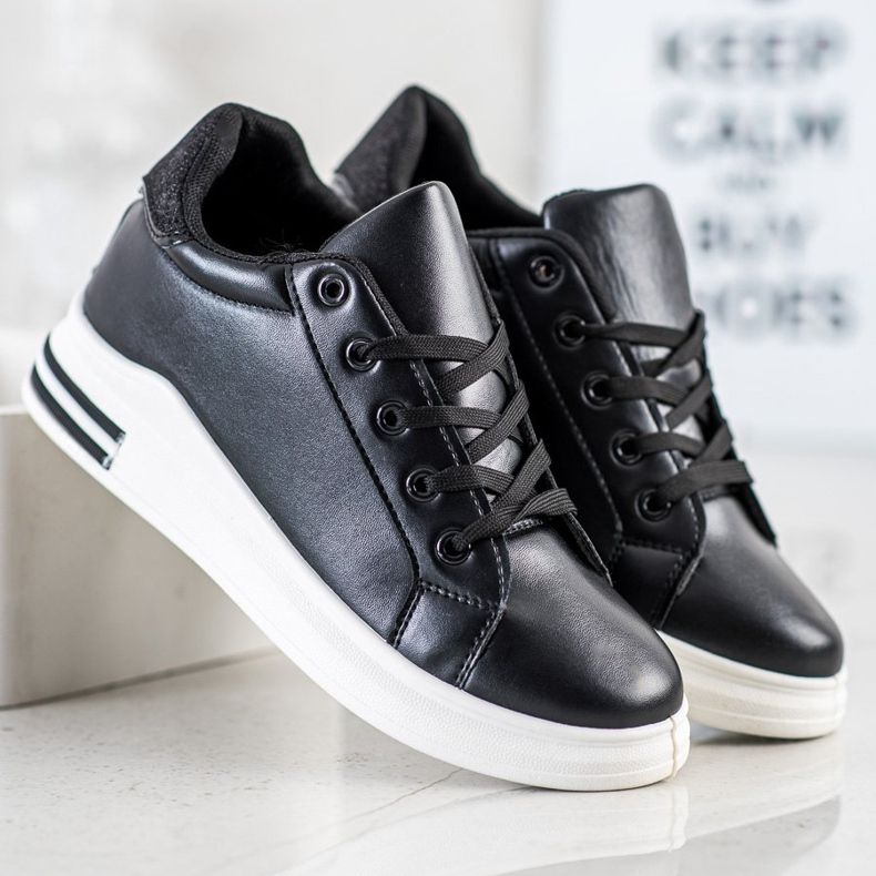 Diamantique Sneakers Con Zeppa Con Glitter nero 1
