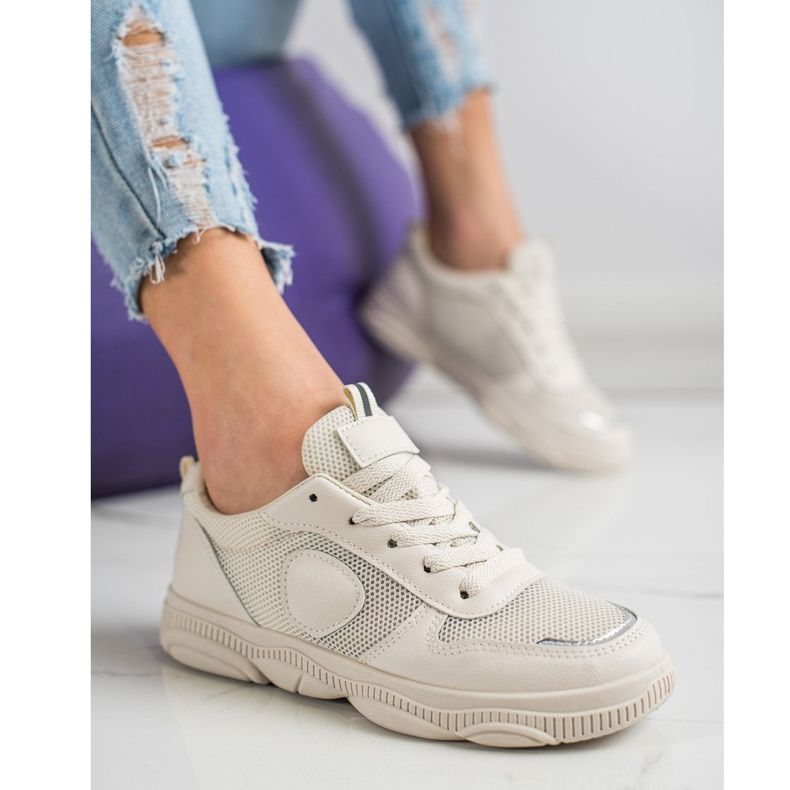 Ideal Shoes Sneakers Beige Con Rete 1