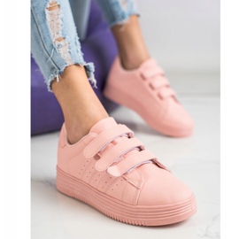 SHELOVET Sneakers alla moda con velcro rosa 1