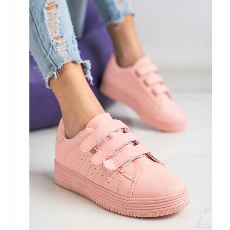 SHELOVET Sneakers alla moda con velcro rosa 1