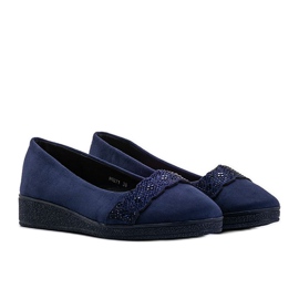 Ballerine in camoscio sulla zeppa Maritza blu navy 1