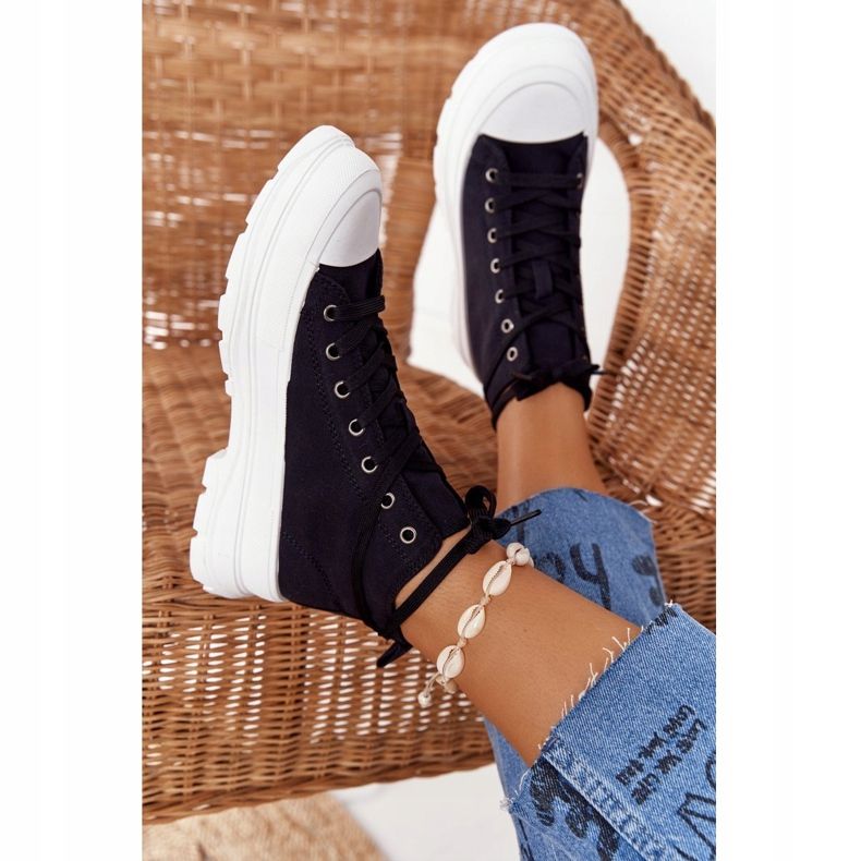 FB2 Sneakers Alte Da Donna Su Una Grande Suola Nera Trissy nero 1