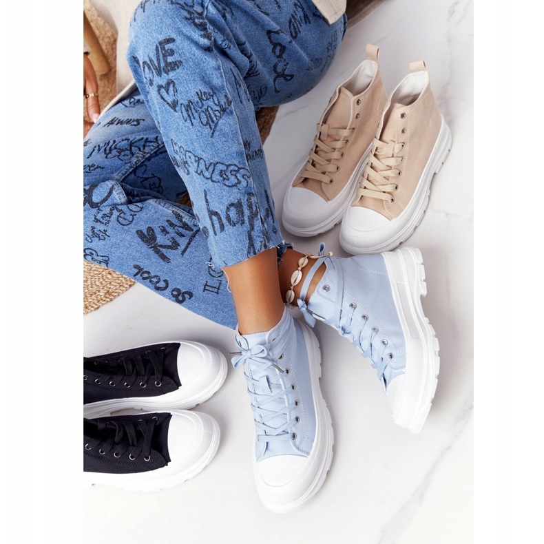 FB2 Sneakers Alte Da Donna Su Una Grande Suola Blu Trissy 1