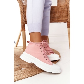 FB2 Sneakers Alte Da Donna Su Una Grande Suola Rosa Trissy 2