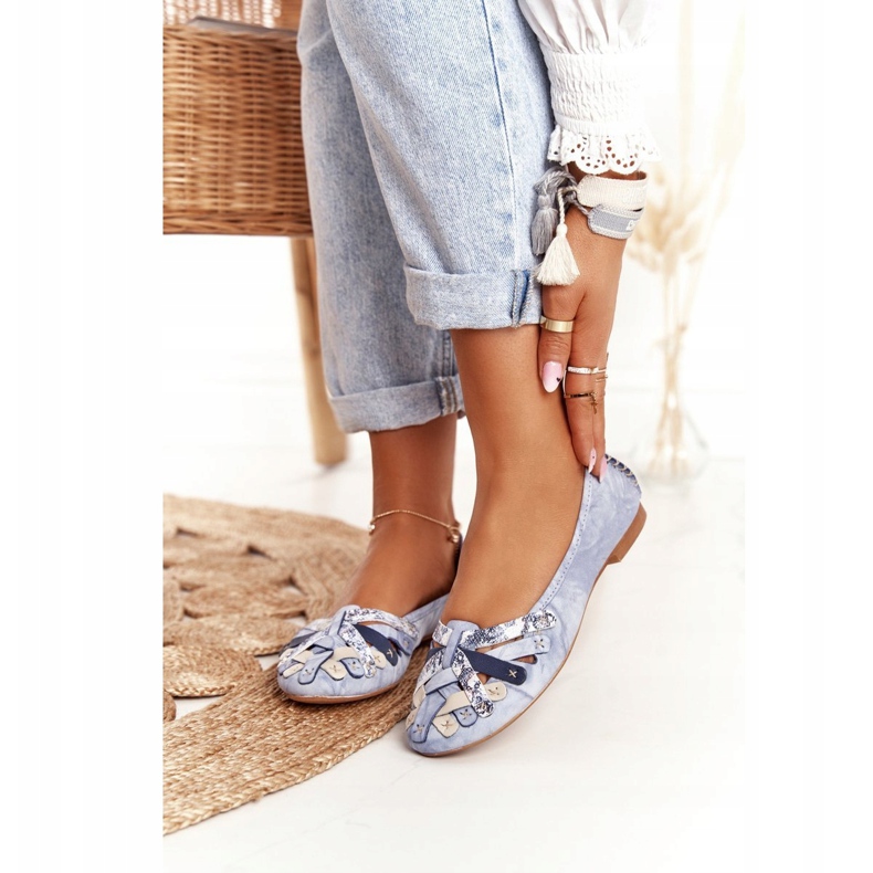 Ballerine in pelle da donna Maciejka Blu 01358-45 2