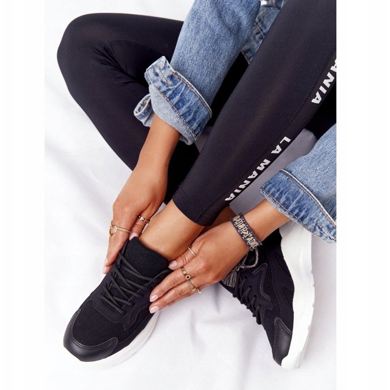 FB2 Sneakers da donna nere Delusion su suola larga nero 2
