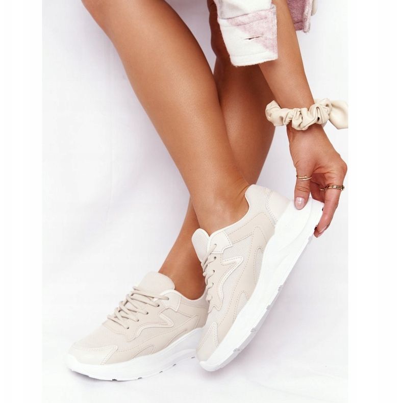 FB2 Sneakers Da Donna Beige Delusion Su Grande Suola 2